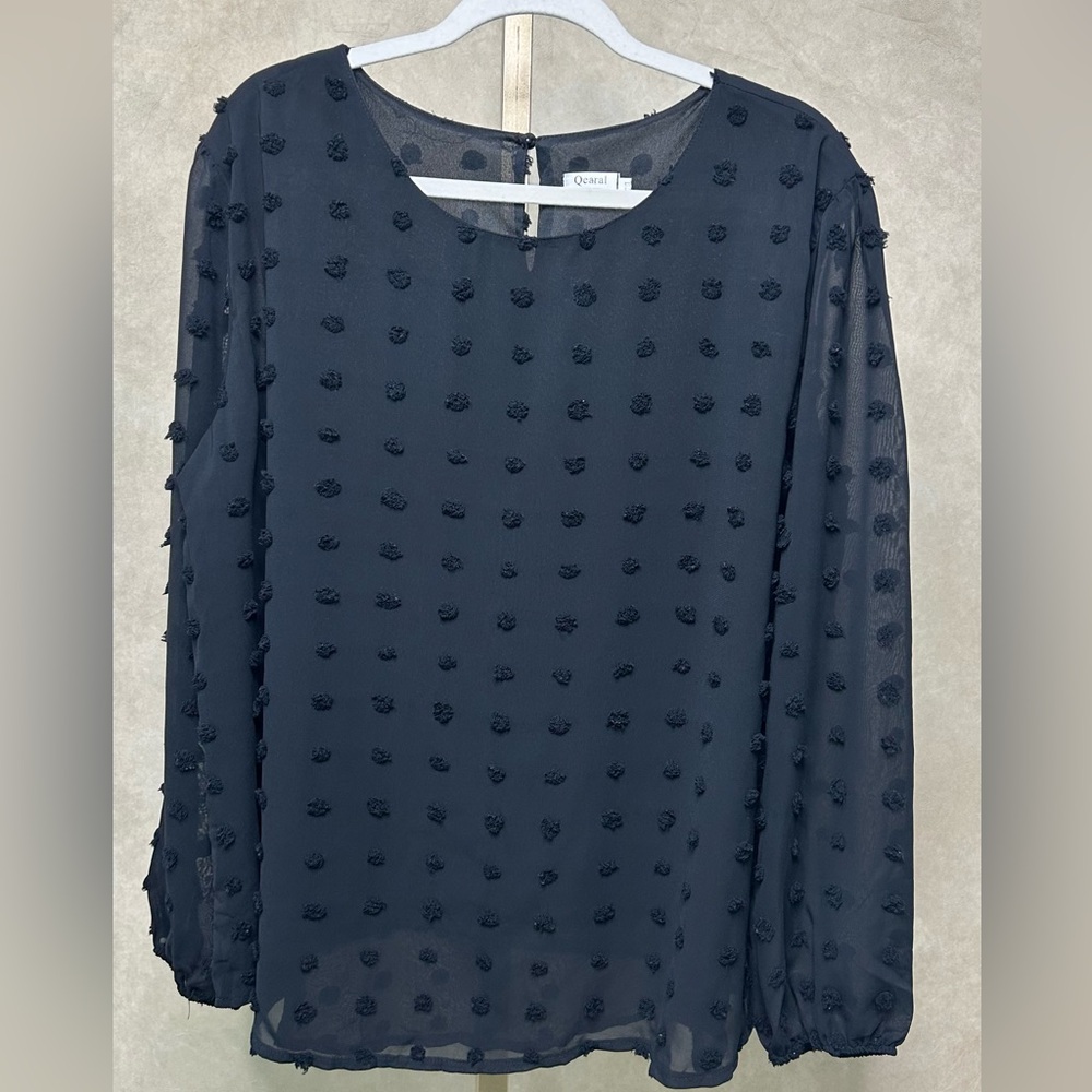 NWOT Black Swiss Dots Women's Top Fully Lined Size XXL
